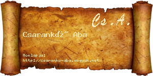 Csarankó Aba névjegykártya